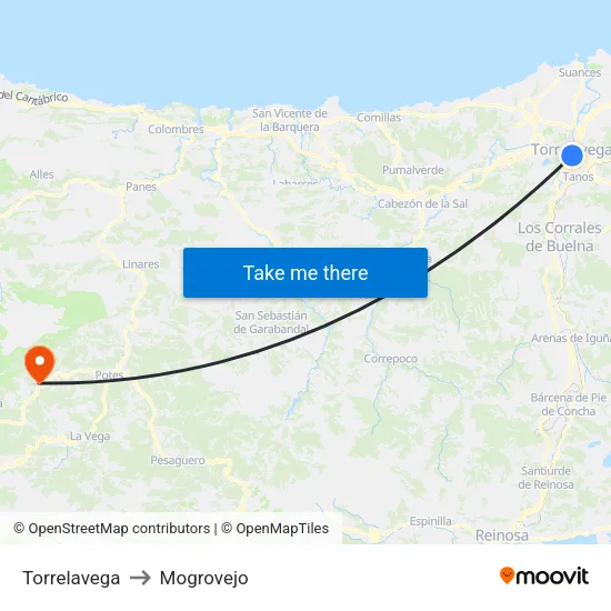Torrelavega to Mogrovejo map