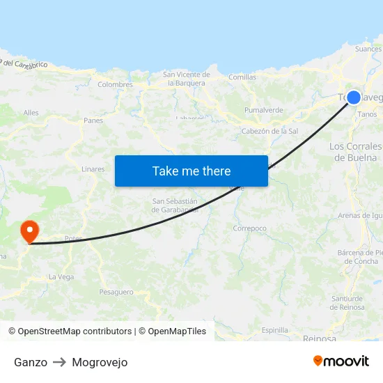 Ganzo to Mogrovejo map