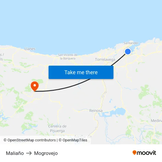 Maliaño to Mogrovejo map