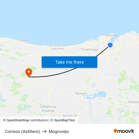 Correos (Astillero) to Mogrovejo map