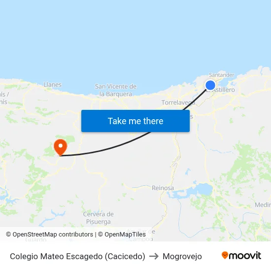 Colegio Mateo Escagedo (Cacicedo) to Mogrovejo map