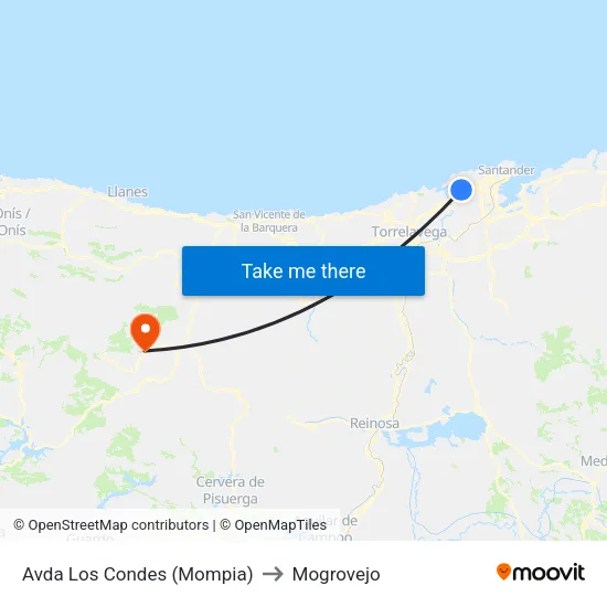 Avda Los Condes (Mompia) to Mogrovejo map