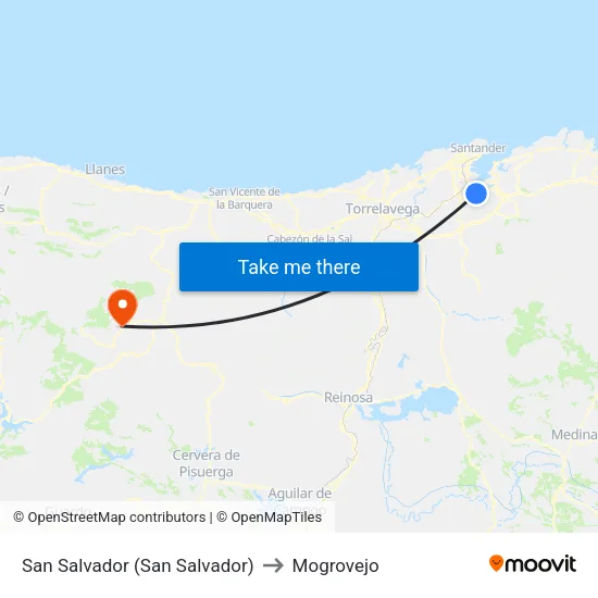 San Salvador (San Salvador) to Mogrovejo map