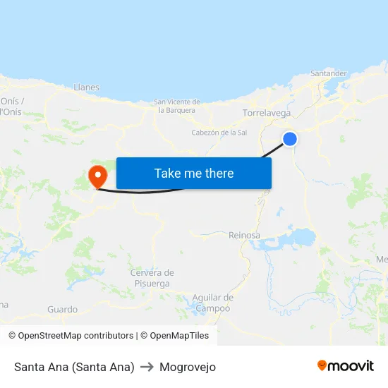 Santa Ana (Santa Ana) to Mogrovejo map