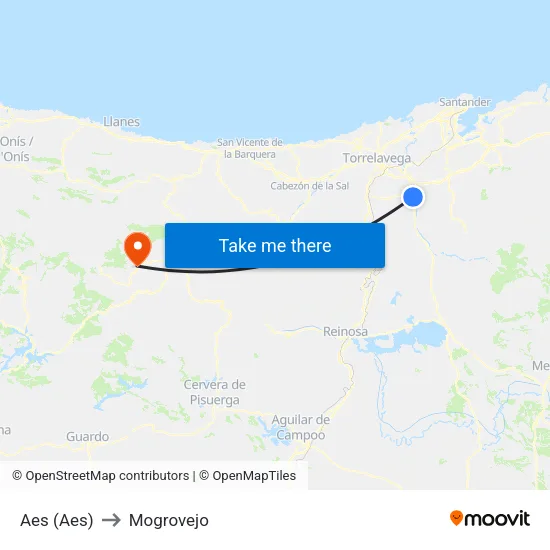 Aes (Aes) to Mogrovejo map