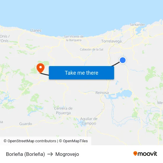 Borleña (Borleña) to Mogrovejo map