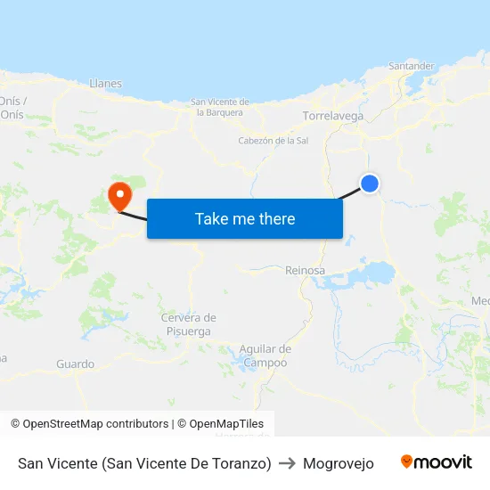 San Vicente (San Vicente De Toranzo) to Mogrovejo map