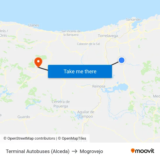 Terminal Autobuses (Alceda) to Mogrovejo map