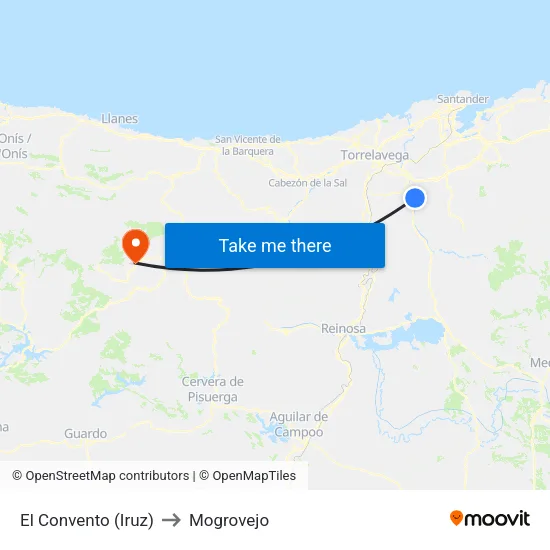 El Convento (Iruz) to Mogrovejo map