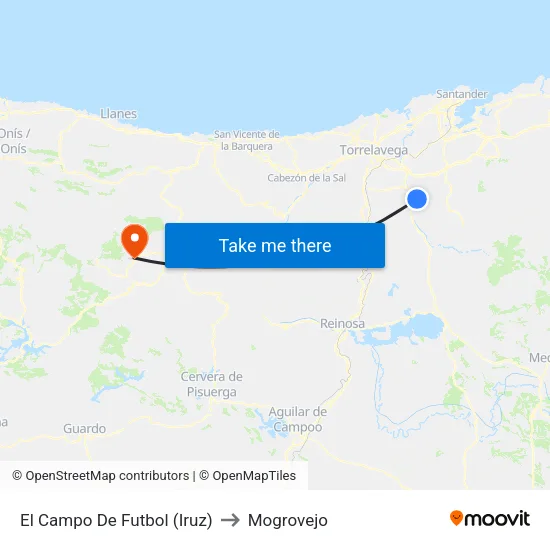 El Campo De Futbol (Iruz) to Mogrovejo map