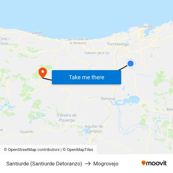Santiurde (Santiurde Detoranzo) to Mogrovejo map