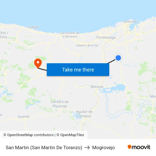 San Martin (San Martin De Toranzo) to Mogrovejo map