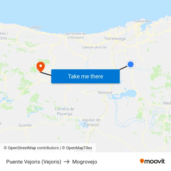 Puente Vejoris (Vejoris) to Mogrovejo map