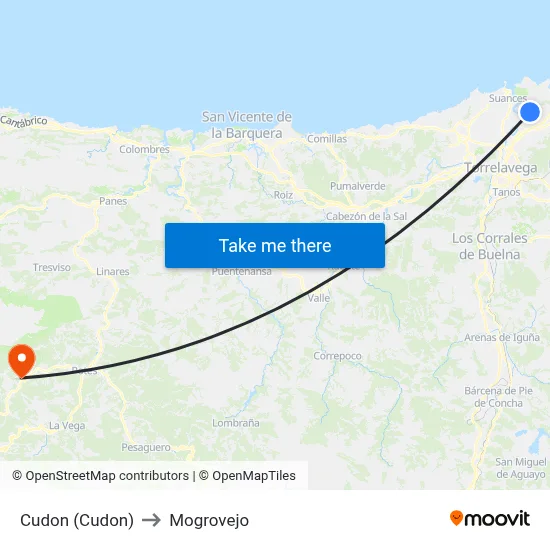 Cudon (Cudon) to Mogrovejo map