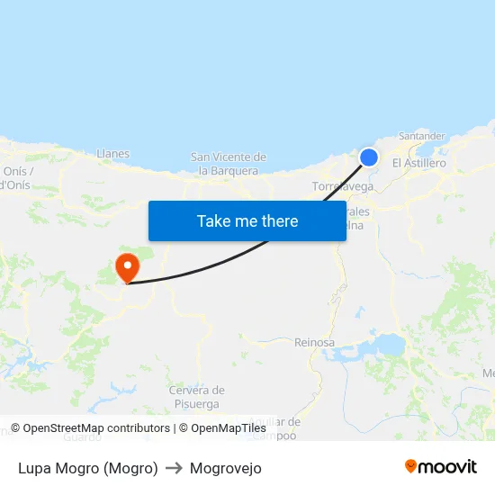Lupa Mogro (Mogro) to Mogrovejo map