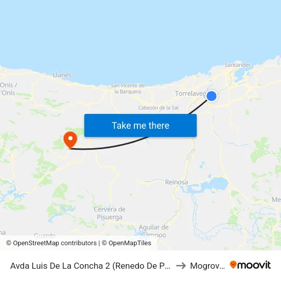Avda Luis De La Concha 2 (Renedo De Pielagos) to Mogrovejo map