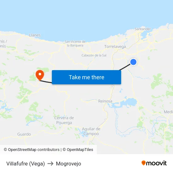Villafufre (Vega) to Mogrovejo map