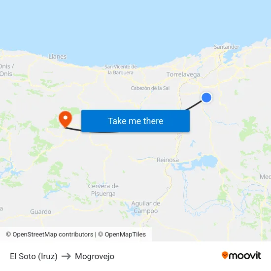 El Soto (Iruz) to Mogrovejo map