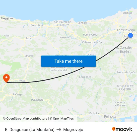 El Desguace (La Montaña) to Mogrovejo map