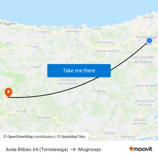 Avda Bilbao 64 (Torrelavega) to Mogrovejo map