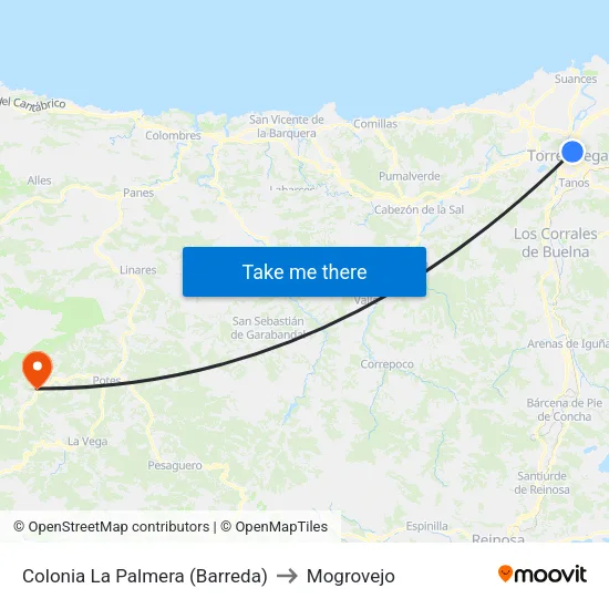 Colonia La Palmera (Barreda) to Mogrovejo map