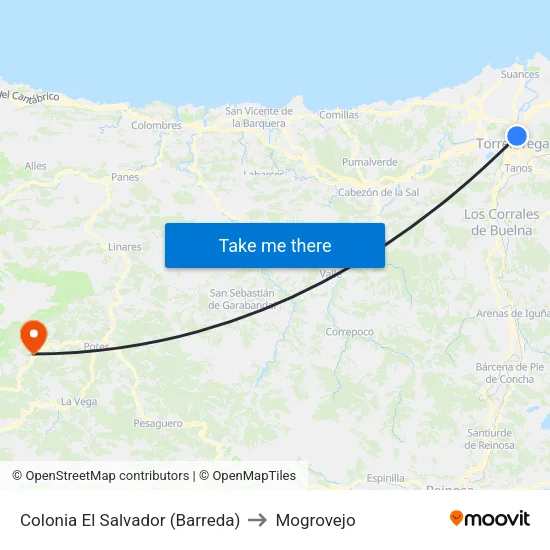 Colonia El Salvador (Barreda) to Mogrovejo map