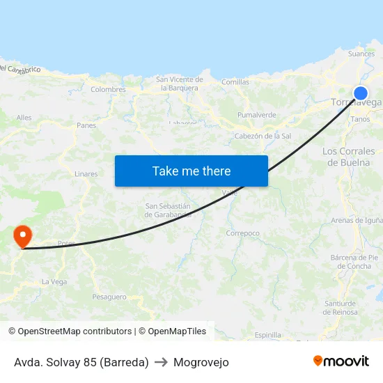 Avda. Solvay 85 (Barreda) to Mogrovejo map