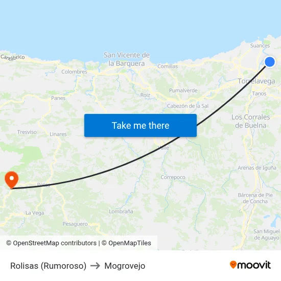 Rolisas (Rumoroso) to Mogrovejo map