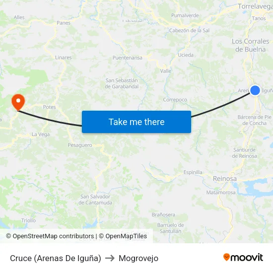 Cruce (Arenas De Iguña) to Mogrovejo map