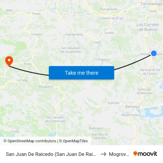 San Juan De Raicedo (San Juan De Raicedo) to Mogrovejo map