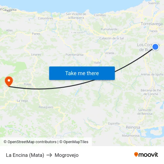 La Encina (Mata) to Mogrovejo map