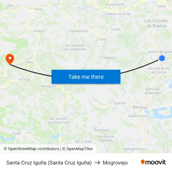 Santa Cruz Iguña (Santa Cruz Iguña) to Mogrovejo map