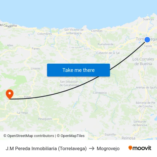 J.M Pereda Inmobiliaria (Torrelavega) to Mogrovejo map