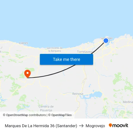 Marques De La Hermida 36 (Santander) to Mogrovejo map