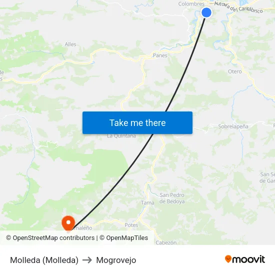 Molleda (Molleda) to Mogrovejo map