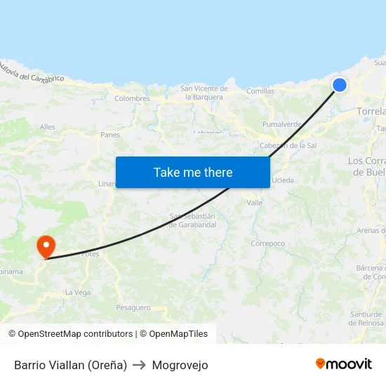 Barrio Viallan (Oreña) to Mogrovejo map