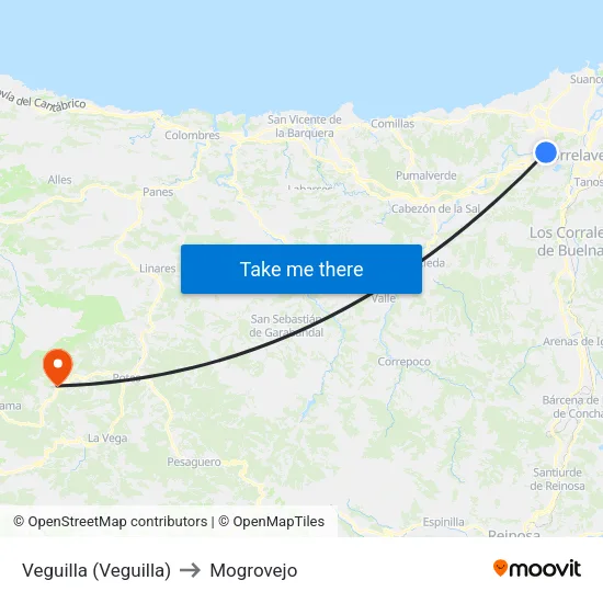 Veguilla (Veguilla) to Mogrovejo map