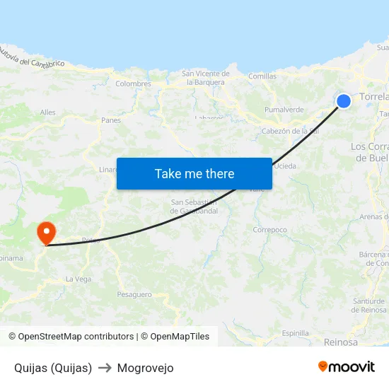 Quijas (Quijas) to Mogrovejo map