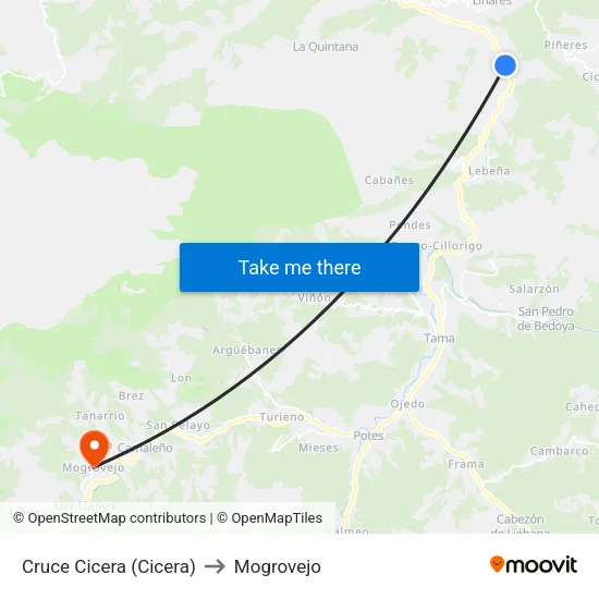 Cruce Cicera (Cicera) to Mogrovejo map
