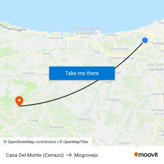 Casa Del Monte (Cerrazo) to Mogrovejo map