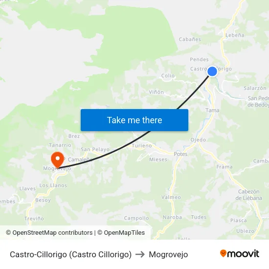 Castro-Cillorigo (Castro Cillorigo) to Mogrovejo map