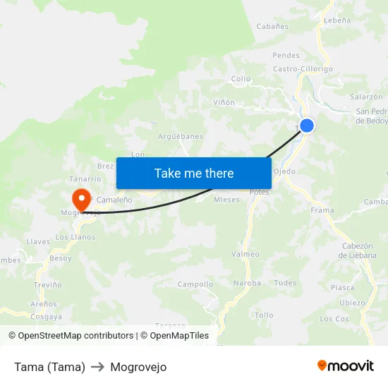 Tama (Tama) to Mogrovejo map