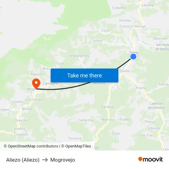 Aliezo (Aliezo) to Mogrovejo map