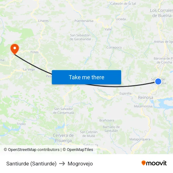 Santiurde (Santiurde) to Mogrovejo map