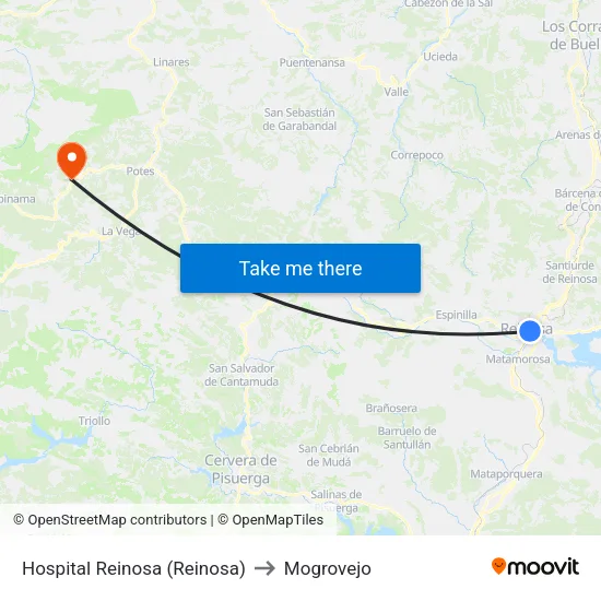 Hospital Reinosa (Reinosa) to Mogrovejo map