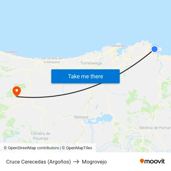 Cruce Cerecedas (Argoños) to Mogrovejo map