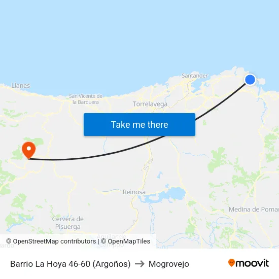 Barrio La Hoya 46-60 (Argoños) to Mogrovejo map