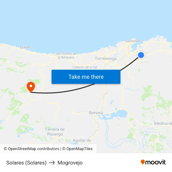 Solares (Solares) to Mogrovejo map