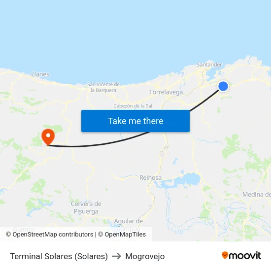 Terminal Solares (Solares) to Mogrovejo map