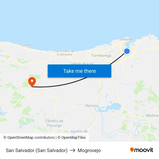 San Salvador (San Salvador) to Mogrovejo map